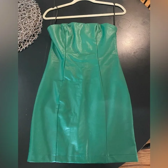green pleather dress Look Of Love Olive Green Faux Leather Dress, Large - The Mint Julep Boutique